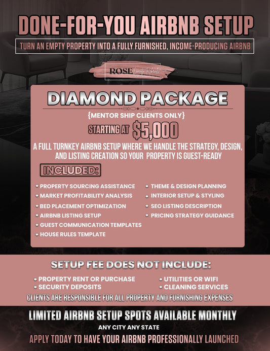 💎 DIAMOND PACKAGE – DONE FOR YOU AIRBNB SETUP (MENTEES ONLY)